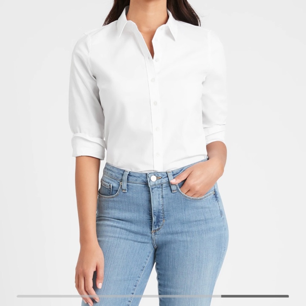 white button down from banana republic
